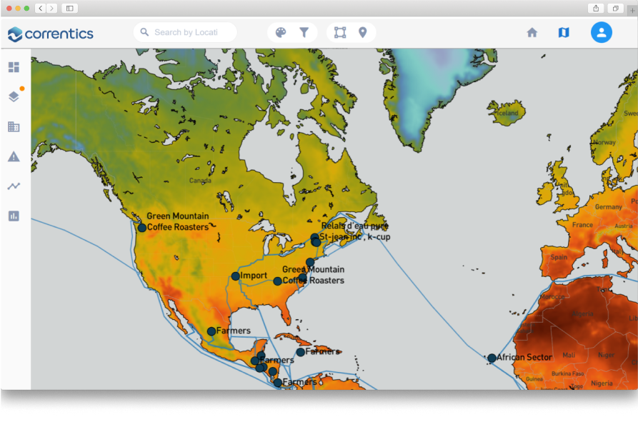 Climate Risk Assessment Map Coffee Supply Chain